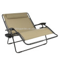 2 Person Gravity Double Wide Patio Lounger reclinging with 2 Cup holders